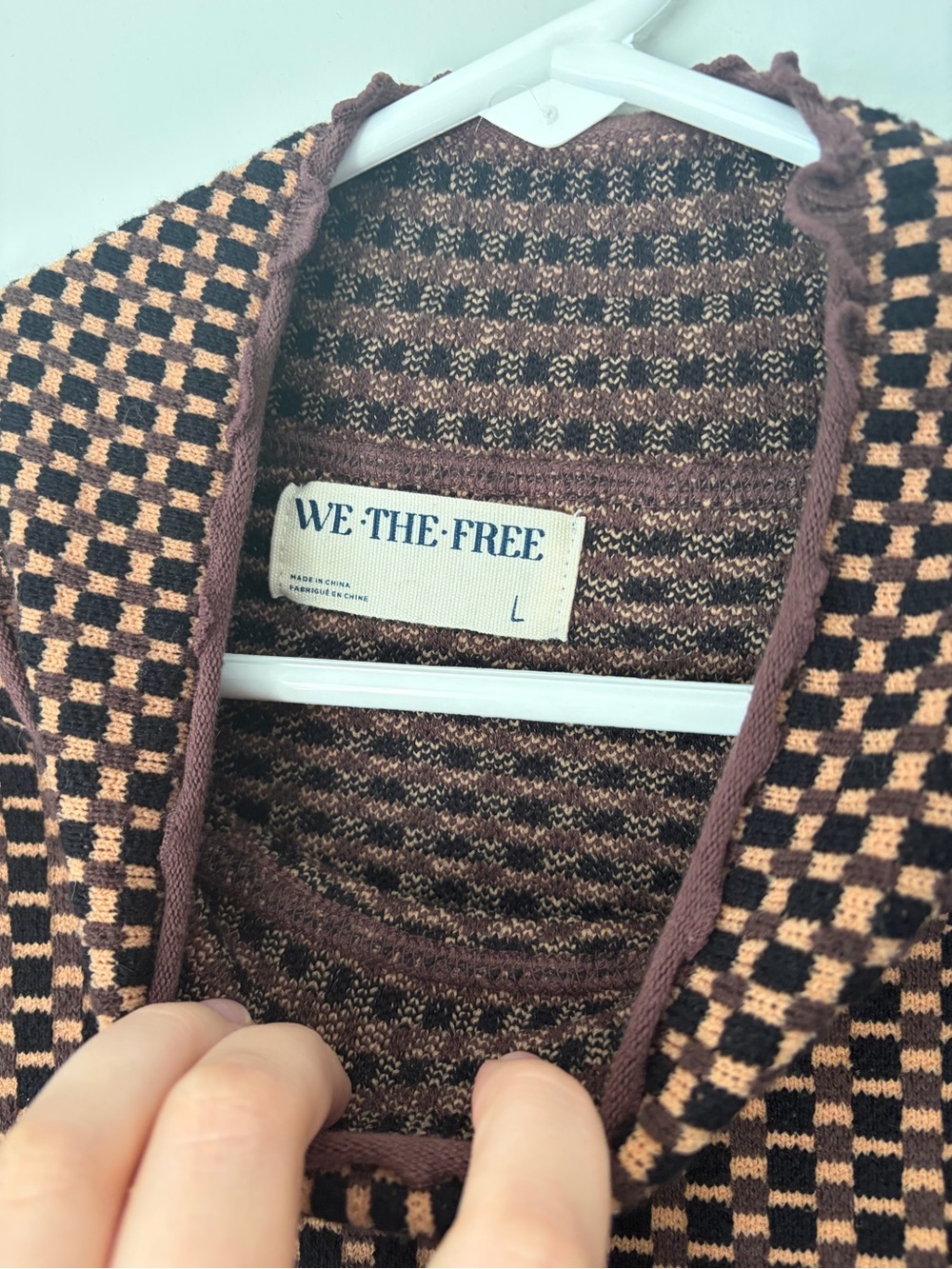 We the Free Gamer Cuff Turtleneck Mixed-Pattern Ribbed Sweater in Brown Size L - Picture 4 of 5